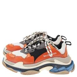 Pre Owned Balenciaga Multicolor Leather And Mesh Triple S Sneakers Size 37