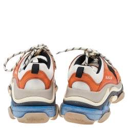 Pre Owned Balenciaga Multicolor Leather And Mesh Triple S Sneakers Size 37