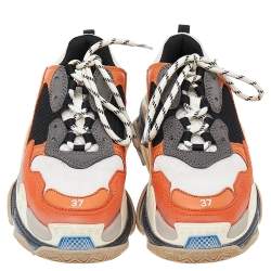 Pre Owned Balenciaga Multicolor Leather And Mesh Triple S Sneakers Size 37