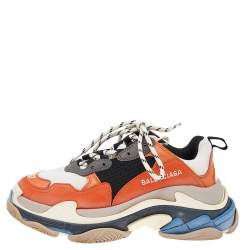 Pre Owned Balenciaga Multicolor Leather And Mesh Triple S Sneakers Size 37