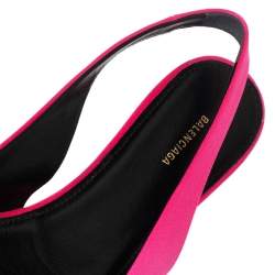 مملوكة مسبقًا Balenciaga Pink Satin BB Knife Slingback Flat Sandals Size 38