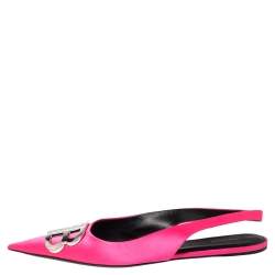 مملوكة مسبقًا Balenciaga Pink Satin BB Knife Slingback Flat Sandals Size 38
