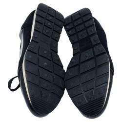 Pre Owned Balenciaga Black Leather And Mesh Race Runner Sneakers Size 39