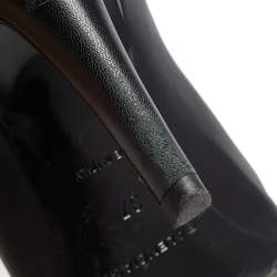 Balenciaga Black Leather Quadro Square Toe Foldable Heel Mules Size 37