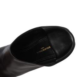 Balenciaga Black Leather Quadro Square Toe Foldable Heel Mules Size 37