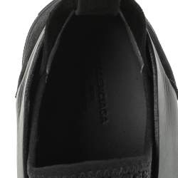 Balenciaga Black Leather And Knit Fabric Slip On Sneakers Size 41