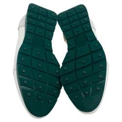 مملوكة مسبقًا Balenciaga White/Grey Mesh And Leather Race Runner Low Top Sneakers Size 41