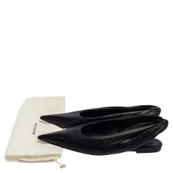 Balenciaga Black Leather Knife Pointed Toe Slingback Flats Size 37