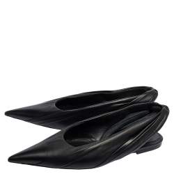 Balenciaga Black Leather Knife Pointed Toe Slingback Flats Size 37