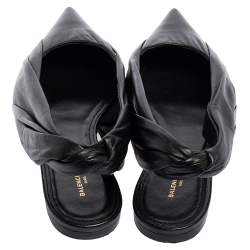 Balenciaga Black Leather Knife Pointed Toe Slingback Flats Size 37