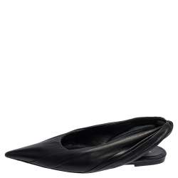 Balenciaga Black Leather Knife Pointed Toe Slingback Flats Size 37