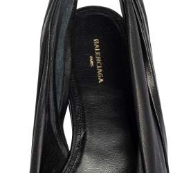 Balenciaga Black Leather Knife Pointed Toe Slingback Flats Size 37