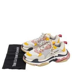 Pre Owned Balenciaga Mulicolor Mesh And Leather Triple S Sneakers Size 39
