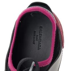 Balenciaga Black/Fuchsia Leather And Mesh Race Runner Sneakers Size 37