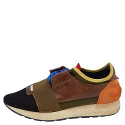 Balenciaga Multicolor Leather And Mesh Race Runner Low Top Sneakers Size 38