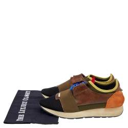 Balenciaga Multicolor Leather And Mesh Race Runner Low Top Sneakers Size 38