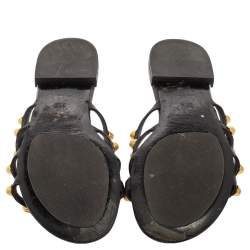 Pre Owned صندل بالنسياغا ارينا جلد أسود مرصع مقاس 35.5