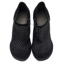 Balenciaga Black Netted Suede Ankle Booties Size 38.5