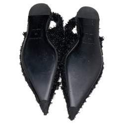 مملوكة مسبقًا صندل بالنسياغا فلات تويت أسود بفتحة كعب مقاس 38 