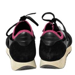 Pre Owned Balenciaga Black Leather And Suede Race Runner Sneakers Size 39