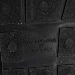 Pre Owned Balenciaga Black Leather And Suede Race Runner Sneakers Size 39