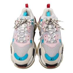 Pre Owned حذاء رياضي بالنسياغا تربل أس جلد وشبك متعدد الألوان مقاس 41