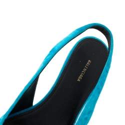 Pre Owned Balenciaga Blue Velvet BB Pointed Slingback Sandals Size 36