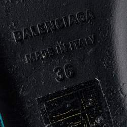 Pre Owned Balenciaga Blue Velvet BB Pointed Slingback Sandals Size 36