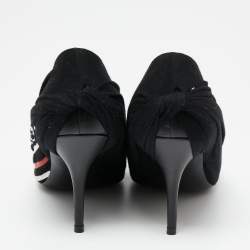 Pre Owned Balenciaga Black Fabric Knife Logo Pointed Toe Pumps Size 39.5