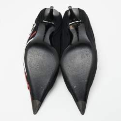 Pre Owned Balenciaga Black Fabric Knife Logo Pointed Toe Pumps Size 39.5