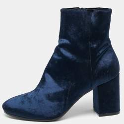regn Gå tilbage Fabrikant Balenciaga Navy Blue Velvet Ville Ankle Boots Size 38.5 Balenciaga | TLC