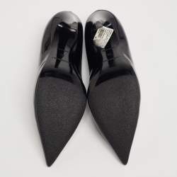 Pre Owned حذاء كعب عالي بالنسياغا جلد لامع أسود مقدمة مدببة مقاس39