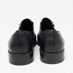 Pre Owned Balenciaga Black Leather Stud Embellished  Oxfords Size 38