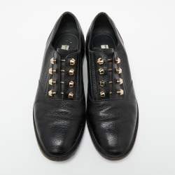Pre Owned Balenciaga Black Leather Stud Embellished  Oxfords Size 38