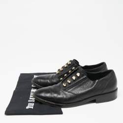 Pre Owned Balenciaga Black Leather Stud Embellished  Oxfords Size 38