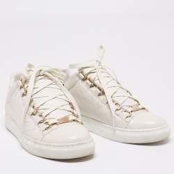 مملوكة مسبقًا Balenciaga White Leather Arena Lace Up  Sneakers Size 36