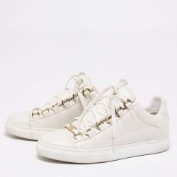 Balenciaga White Leather Arena Lace Up  Sneakers Size 36