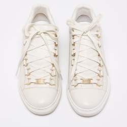 مملوكة مسبقًا Balenciaga White Leather Arena Lace Up  Sneakers Size 36