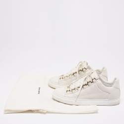 مملوكة مسبقًا Balenciaga White Leather Arena Lace Up  Sneakers Size 36