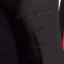 Pre Owned Balenciaga Black Logo Fabric and Leather Knife Pumps Size 38