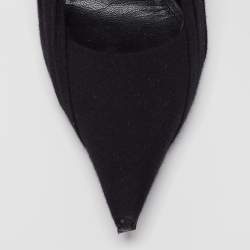 Pre Owned Balenciaga Black Logo Fabric and Leather Knife Pumps Size 38