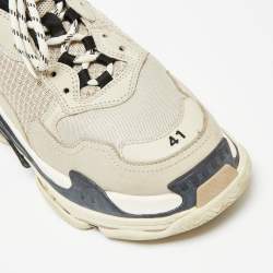 Pre Owned حذاء رياضي بالنسياغا تربل أس شبك وجلد رصاصي فاتح/أسود مقاس 41