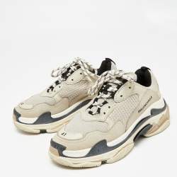 Pre Owned حذاء رياضي بالنسياغا تربل أس شبك وجلد رصاصي فاتح/أسود مقاس 41