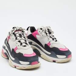 Pre Owned Balenciaga Multicolor Leather And Mesh Triple S Sneakers Size 39