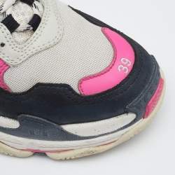 Pre Owned Balenciaga Multicolor Leather And Mesh Triple S Sneakers Size 39