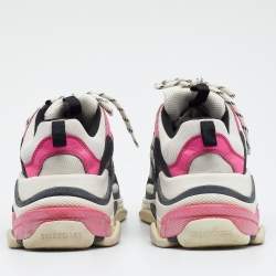 Pre Owned Balenciaga Multicolor Leather And Mesh Triple S Sneakers Size 39