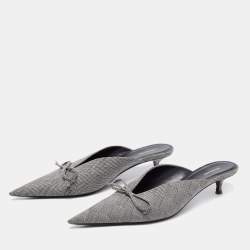 مملوكة مسبقًا صندل بالنسياغا قماش رصاصي مقدمة سكينية مقاس 38