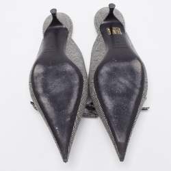 مملوكة مسبقًا صندل بالنسياغا قماش رصاصي مقدمة سكينية مقاس 38