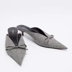 مملوكة مسبقًا صندل بالنسياغا قماش رصاصي مقدمة سكينية مقاس 38