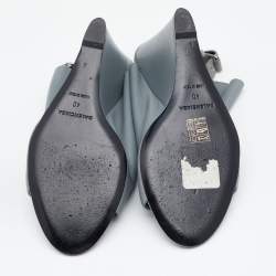 Pre Owned Balenciaga Grey Leather Glove Wedges Slingback Sandals Size 40